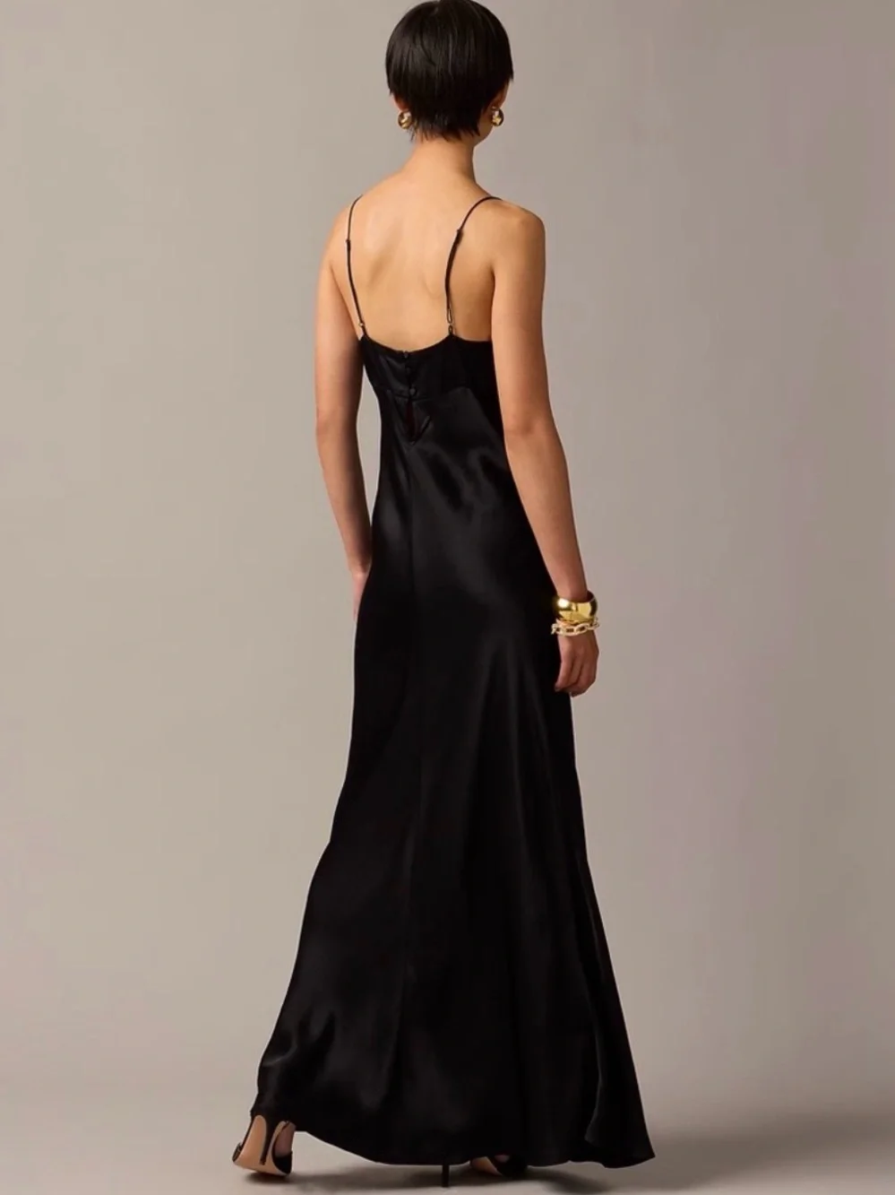 J.Crew Collection Full-Length V-Neck Slip Dress in Luster Crepe
